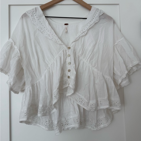 Free People White Elle Cutwork Top - Picture 2 of 3